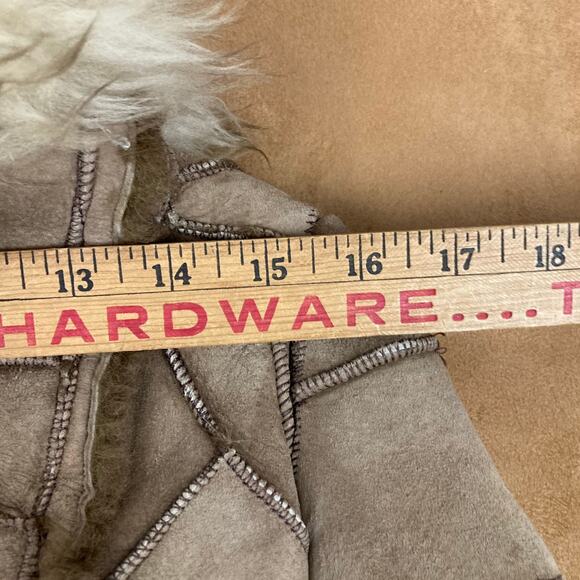 Genuine Shearling Sheepskin Patchwork Leather Coat Jacket Boho fits S - Picture 9 of 12